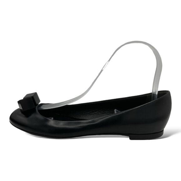 LOUIS VUITTON BLACK All Leather Ballet Flats w/Logo Cube Accents Sz 7US 37.5 EUR - Picture 1 of 13